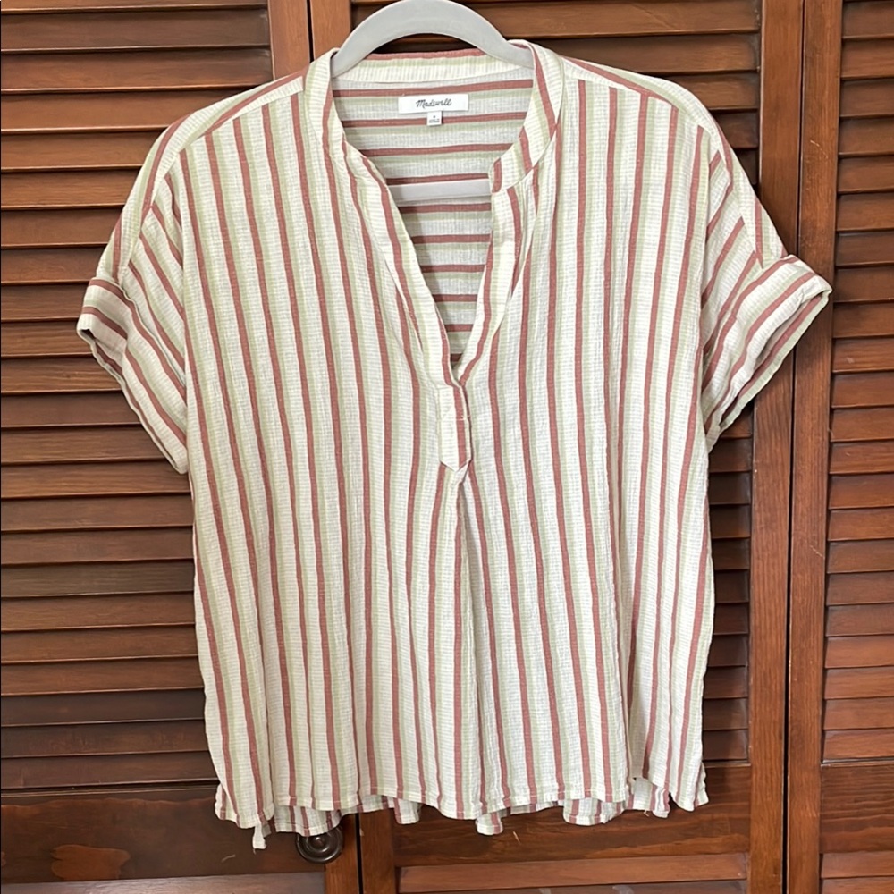 Madewell Brown Green Yellow size S Cuff Sleeve Shirt  Excellent condition